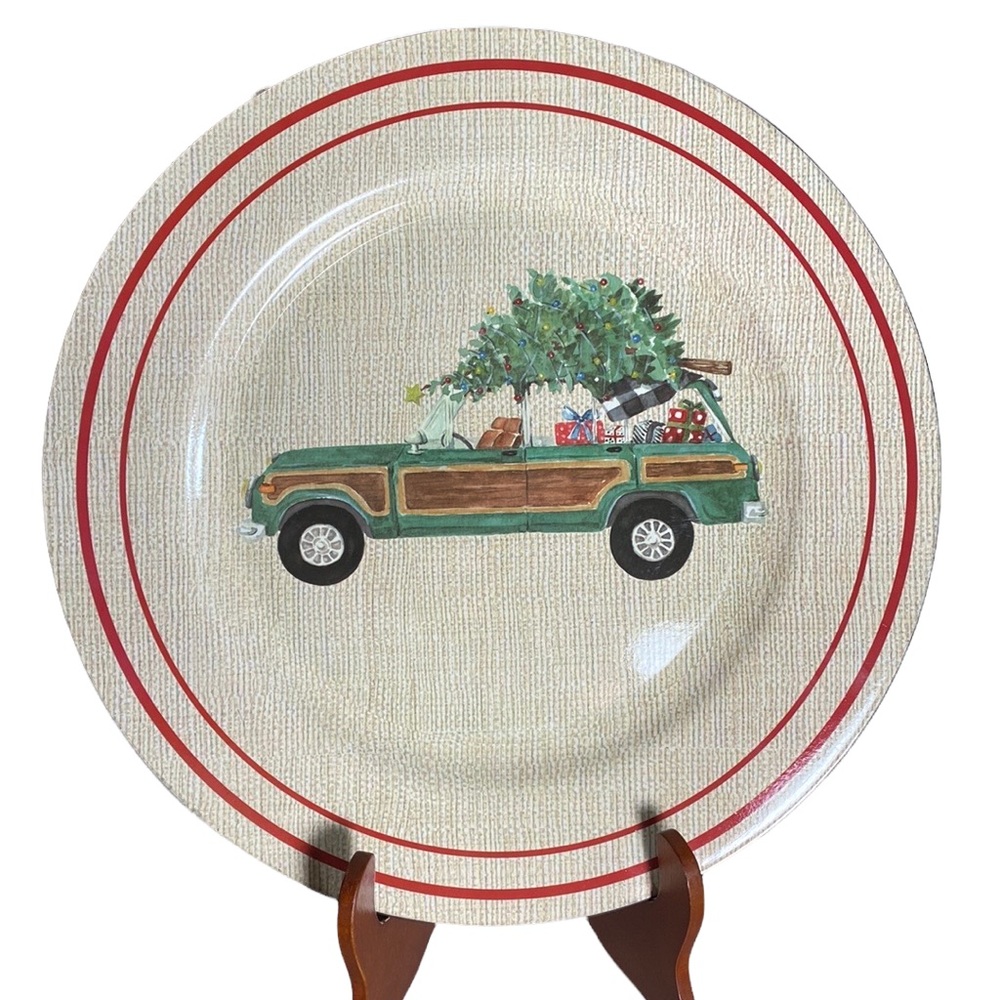 4 NWOT Ashland Christmas Noel 12.5” Plastic Charger Plates Holiday Charger Plate